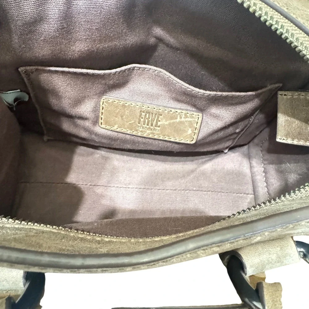 Frye Taupe Leather Satchel with Chain Strap